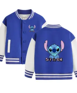 Disney Stitch Jungen und Mädchen, 2–12 Jahre, Geschenk, Cartoon-Baumwolle, bedruckter Mantel, Frühlings- und Herbstjacke, Kinder-Baseball-Uniform-Sweatshirt