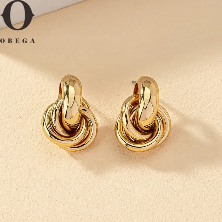 Obega Gold Silber Farbe Knoten Creolen für Frauen glänzende Beschichtung trend ige Ohrring Ohr stecker niedlichen täglichen Schmuck