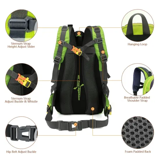 40L wasserabweisender Reiserucksack Camping Wandern Laptop Tagesrucksack Trekking Klettern Rucksäcke für Männer Frauen Wanderzubehör 5
