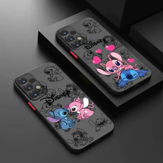 Disney Stitch Love Angel Handyhülle für Samsung S24 S23 S22 S21 S20 FE S10 S9 Plus Ultra Pro 5G Frosted Translucent Matter Cover