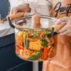 YMEEI Transparent Glas Topf Wärme Beständig Suppe Topf Haushalt Küche Gemüse Salat Instant-nudeln Schüssel Küche Kochgeschirr Topf 4