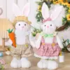 Ostern dekorative Kaninchen Cartoon einziehbare Bein Paar Kaninchen Puppe Home Ornament Overalls Rock Hase Puppe Ostern Party Geschenke 3