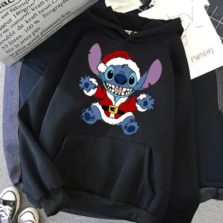 Disney männliche Sweatshirts Tasche Weihnachten Stich Muster lose Kleidung gemütliche tägliche Männer Hoodies Herbst Winter beliebte Pullover 6