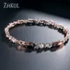 Zakol exquisite Zirkon blatt Armbänder für Frauen Silber Farbe Kristall Männer Armreifen Mode Herz Zirkon Mädchen Party Schmuck 2