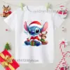 Frohe Weihnachten Lilo Stitch Kinder T-Shirts Baby Urlaub T-Shirt T-Shirts Mädchen Party T Shirt mit Kleidung Kinder Mode Tops T-Shirt 6