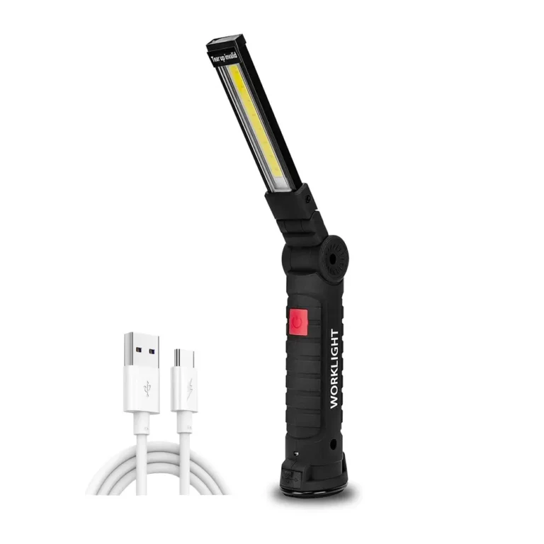 Wiederaufladbare Camping-LED-Taschenlampe, Arbeitsleuchte mit Magnet und Haken, IP64, wasserdicht, 5 Beleuchtungsmodi, geeignet für Nachtarbeit