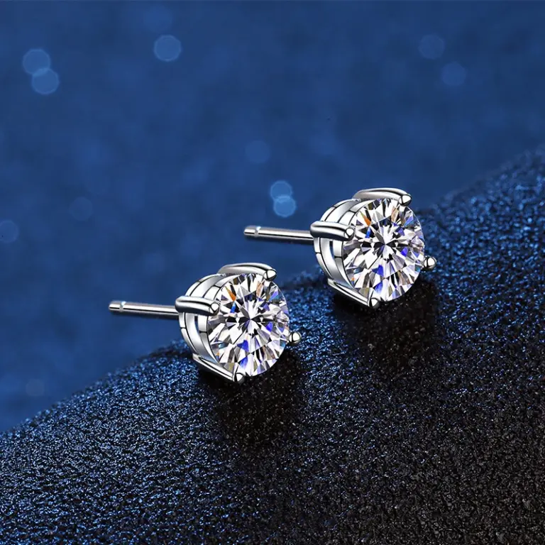 Echt Moissanite Stud Ohrringe 14K Weiß Gold Überzogene Sterling Silber 4 Prong Diamant Ohrring für Frauen Männer Ohr Stud 1ct 2ct 4ct 2