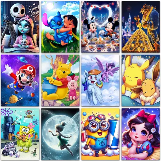 Diamantgemälde Disney Lilo und Stitch Pokemon Pikachu Hello Kitty Home Decor Vollquadrat Rund Mosaik Stickerei Kreuzstich