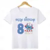 Disney Lilo & Stitch alles Gute zum Geburtstag Kinder T-Shirt Mädchen Kleidung 1 2 3 4 5 6 7 8 9 Jahre Jungen lustige T-Shirt Kinder kleidung 4