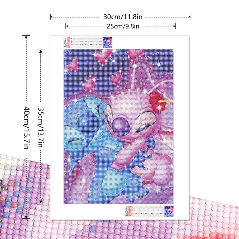 Disney-Diamantgemälde Lilo und Stitch, voller runder Bohrer, Mosaik, Cartoon, Neuheiten, Kindergeschenke, 30 x 40 cm 2