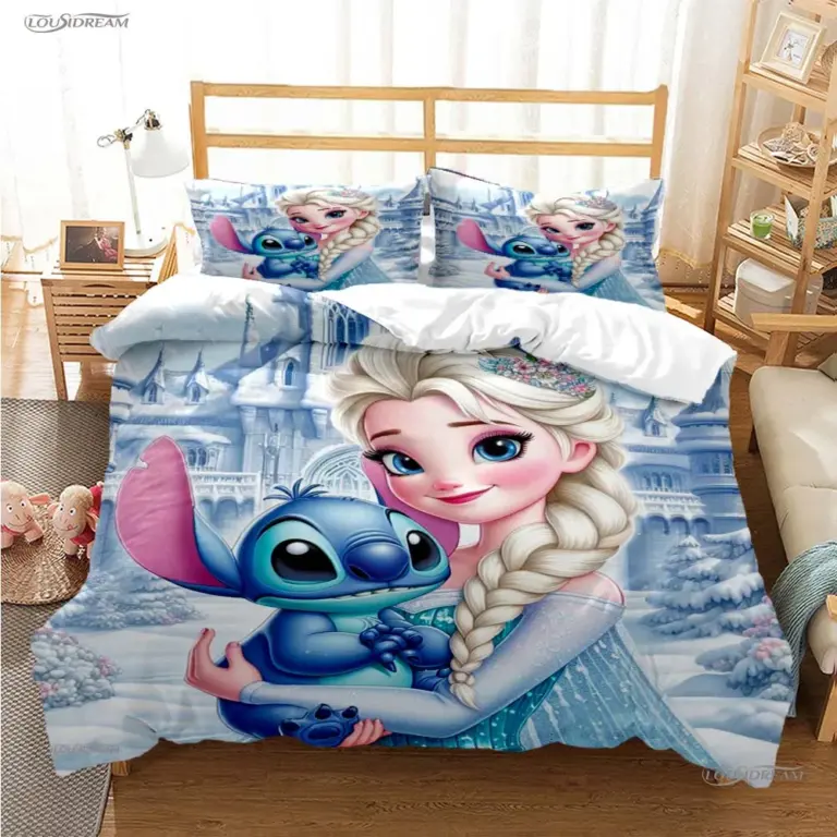 Disney Stitch Cartoon geschnitten ganzjährig Bett bezug Bettdecke Bettwäsche Set weichen Bett bezug und Kissen bezüge Single/Double/Queen/King 3