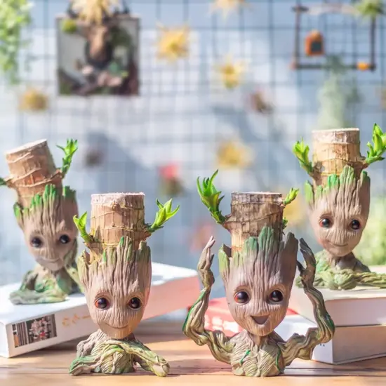 Groot Blumentopf Groot Home Dekoration Vasen Multifunktions-Ornamente Arrangement Anime-Charaktere Figur Stifthalter 3