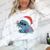 Disney Cartoon Tier Stich Weihnachten Sweatshirt Runde Kragen Baumwolle Mit Kapuze Sport Streetwear Pullover Hoodie Frauen Kleidung 2