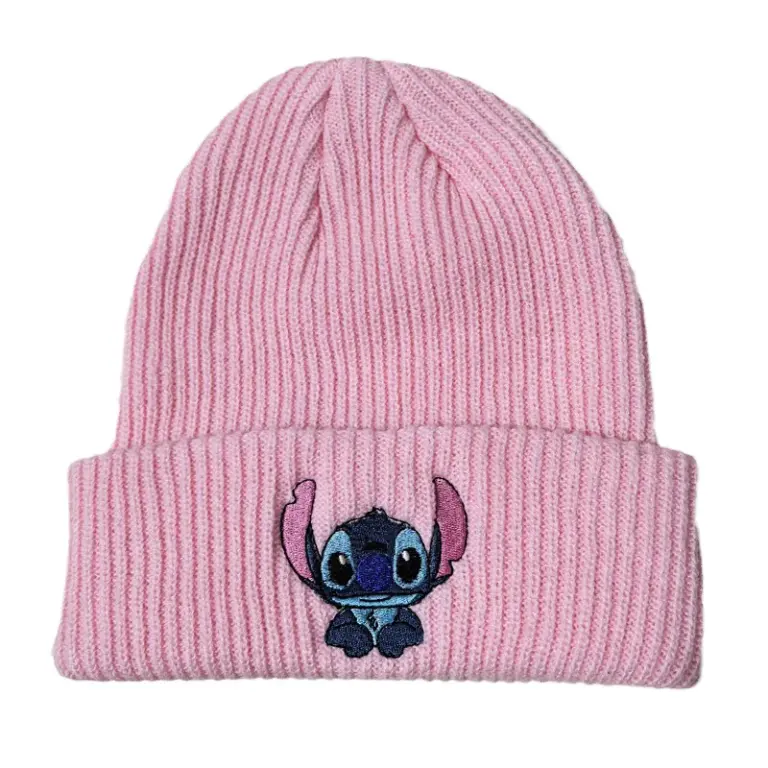 Stich Strick mütze Cartoon bestickte Benie Cap niedlichen Unisex warme dehnbare Hüte Weihnachts geschenk für erwachsene Kinder Outdoor-Wärme kappen 4