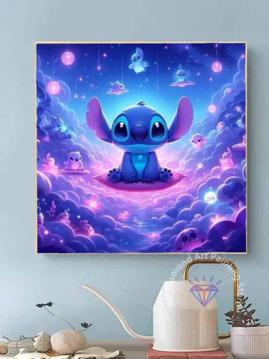 Stitch Lilo und Stitch Diamant-Malerei-Set, DIY-Stickerei, Kreuzstich, handgefertigte Kunst, Geschenk, Basteln, Heimdekoration, Geschenk für Erwachsene und Kinder 2