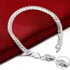 925 Sterling Silber klassische flache seitliche Kette Armbänder Halskette für Frauen Herrenmode Party Hochzeits schmuck Geschenke Pulse ras 6