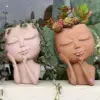 Hausgarten Exquisiter europäischer Stil Harz-Blumentopf Mädchengesicht Ideales Miniaturmodell Sukkulenten-Blume Pflanze Blumentöpfe Dekor