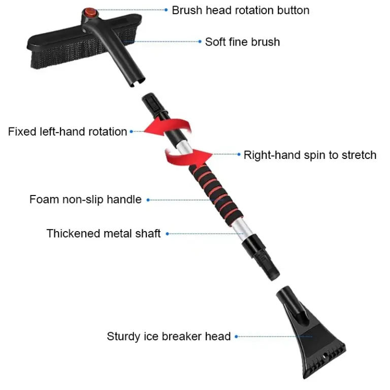 Auto Schnees chaufel ausziehbare Eiskra tzer Schnee bürste abnehmbare Windschutz scheibe Schnee entfernen Besen Winter Auto Reiniger Werkzeug Zubehör 3