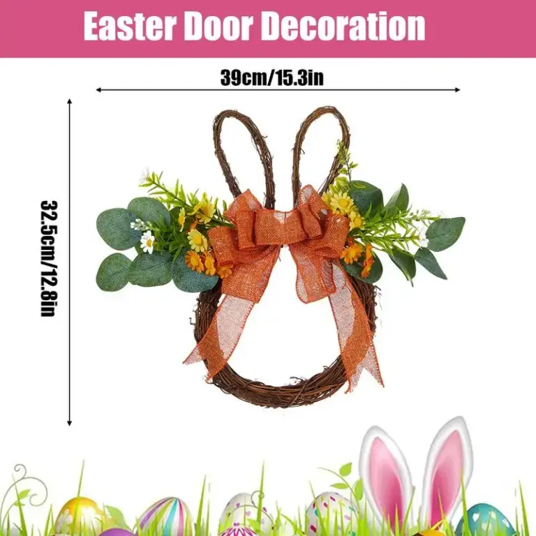 Ostern Kaninchen Kranz Dekor Hase Kopf Form dekorative Veranda Zeichen Bauernhaus Fenster Dekor künstliche Rattan Kranz aufhängbar 6