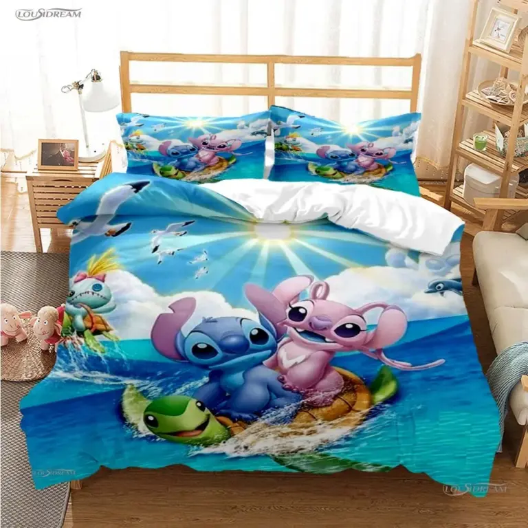 Disney Stitch Cartoon geschnitten ganzjährig Bett bezug Bettdecke Bettwäsche Set weichen Bett bezug und Kissen bezüge Single/Double/Queen/King