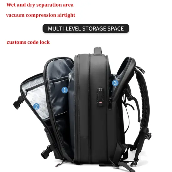Männer Reiserucksack Vakuumkompression 17-Zoll-Laptop-Rucksack Business Schulrucksack mit großer Kapazität Erweiterter Wanderrucksack 2