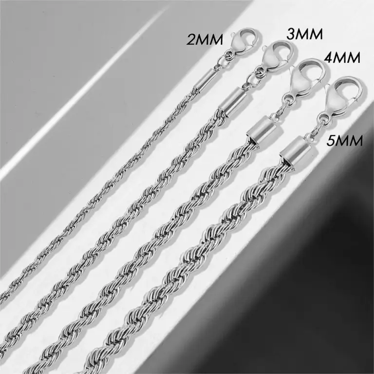 eManco 2/3/4/5MM Twisted Rope Chian Armband für Frau Mann Hip Hop Punk Silber Farbe Edelstahl Mode Schmuck 6