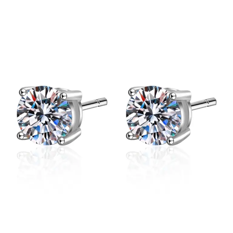 Echt Moissanite Stud Ohrringe 14K Weiß Gold Überzogene Sterling Silber 4 Prong Diamant Ohrring für Frauen Männer Ohr Stud 1ct 2ct 4ct 5