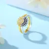 Original Sterling Silber Ringe für Frauen Mond Sonne Verlobung Hochzeit stapelbare Kristalle Ring Gold Luxus Schmuck Geschenk 2