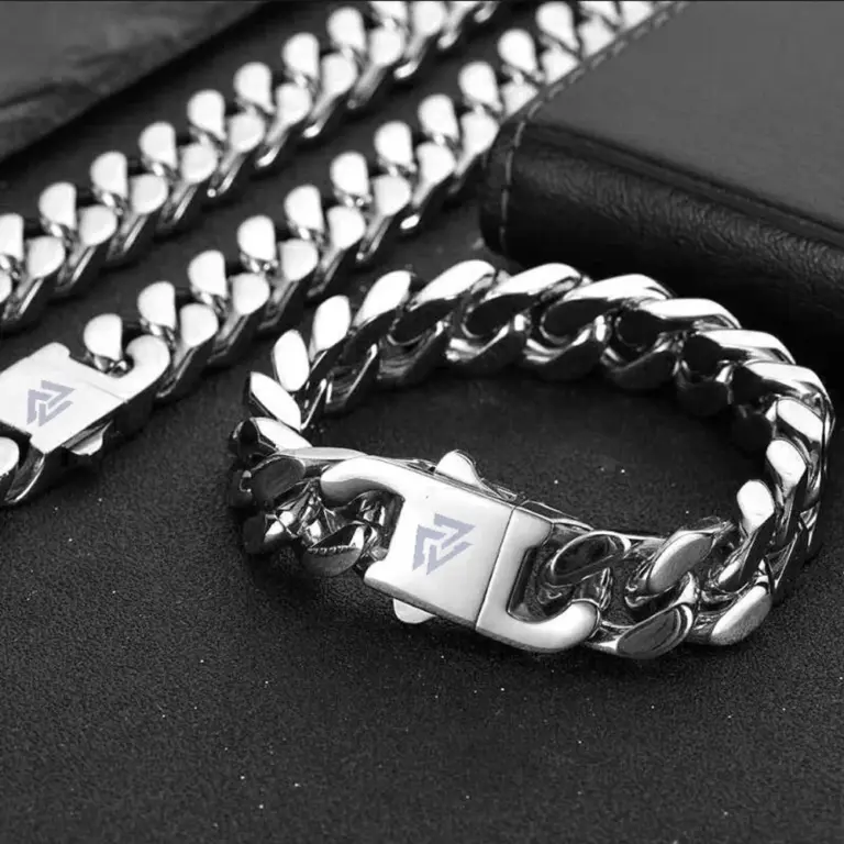 Wikinger gegossen kubanische Kette Herren Armband Edelstahl fein polierte Kette vier Seiten geschnitten Freund Geschenk 1