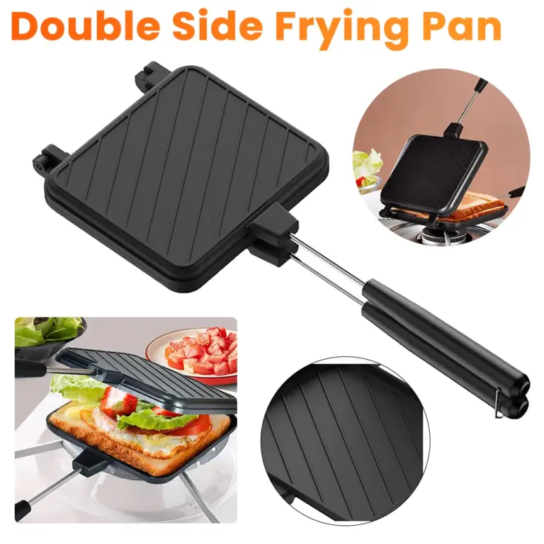 Doppelseitige Bratpfanne Antihaft-Sandwich-Toast hersteller Flip-Grill pfanne aus Aluminium legierung mit Griff Küchen kochgeschirr Grill werkzeuge 2