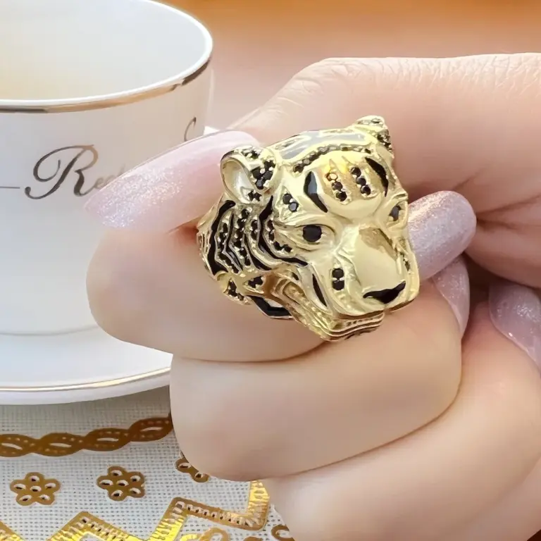 Ring Goldene Tiger Rebel Edlen Schmuck Für Frauen Männer, 2022 Marke Neue Persönliche Glück Geschenk In 925 Sterling Silber 3