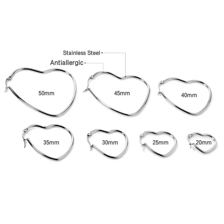 Luxu steel 20-50mm 2pcs hohle Herz Creolen für Frauen Mädchen vergoldet Silber Farbe Edelstahl nicht verblassen y2k Schmuck 3