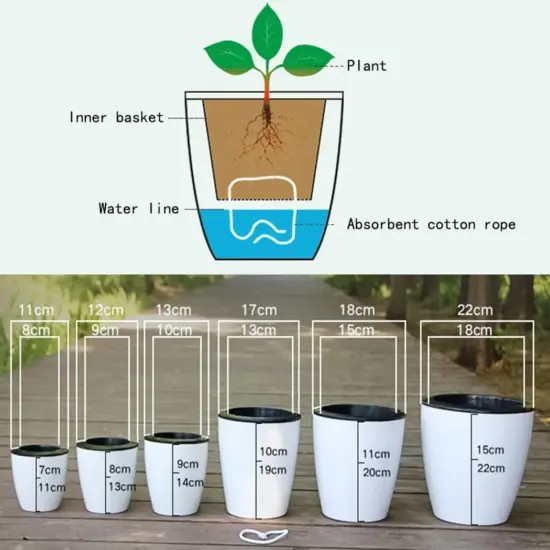 Fauler Blumentopf, selbstbewässernde Pflanze, Blumentopf, Pflanzgefäß für erdloses Pflanzen von Blumen, Tischplatte, Bonsai-Dekoration, Hausgartenbedarf 4