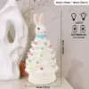 Ceramic Easter Bunny Tree Decoration with LED Lights Holiday Collectible Figurines Fireplace Table Farmhouse Spring Home Decor 2