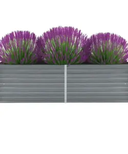 Hochbeet für den Garten, verzinkter Stahl, 160 x 40 x 45 cm, Grau, Artefakt, Balkon, Garten, Gemüsegarten, Außenterrasse, Garten, Blumentopf