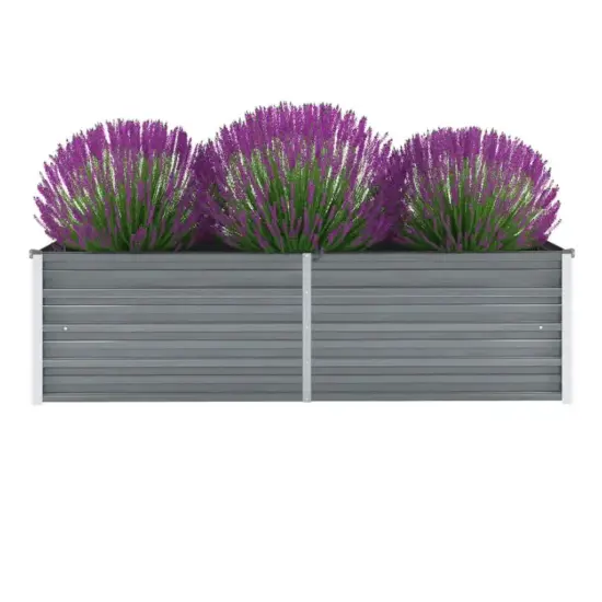 Hochbeet für den Garten, verzinkter Stahl, 160 x 40 x 45 cm, Grau, Artefakt, Balkon, Garten, Gemüsegarten, Außenterrasse, Garten, Blumentopf