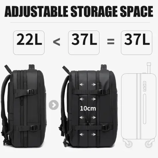 BANGE Reiserucksack für Herren, Business-Rucksack, Schule, erweiterbare USB-Tasche, große Kapazität, 17,3 Laptop, wasserdicht, modischer Rucksack 2