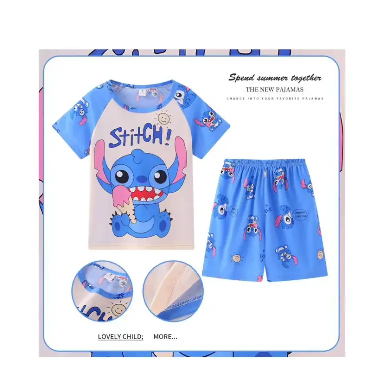 Neue Kinder Kleidung Sommer Winnie Bär Jungen Mädchen Kinder Kleidung Sets Stich Cartoon Anzug Mikey Kid Nachtwäsche Kurzarm 4