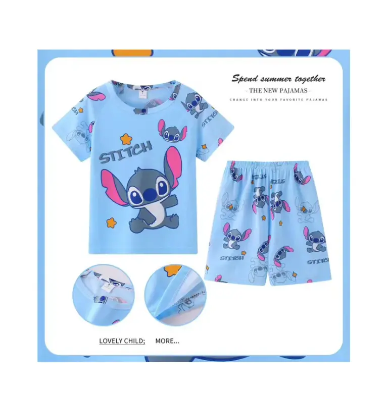 Neue Kinder Kleidung Sommer Winnie Bär Jungen Mädchen Kinder Kleidung Sets Stich Cartoon Anzug Mikey Kid Nachtwäsche Kurzarm 5