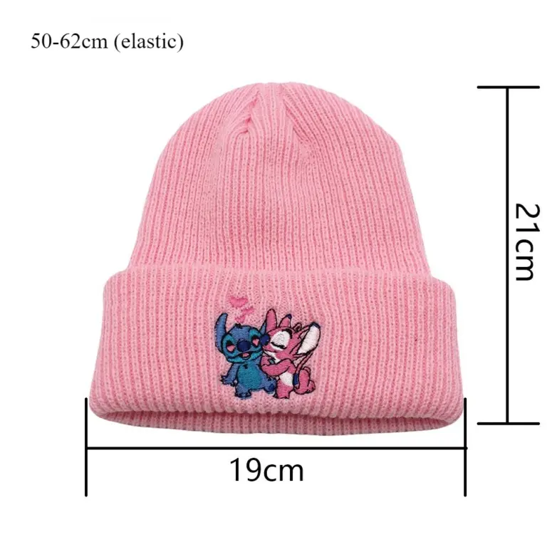 Stich Strick mütze Cartoon bestickte Benie Cap niedlichen Unisex warme dehnbare Hüte Weihnachts geschenk für erwachsene Kinder Outdoor-Wärme kappen 6