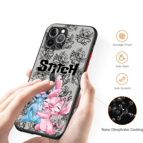 Disney Lilo Stich süß für iPhone 15 14 13 12 Mini 11 xs Pro max x xr 8 7 6 plus matti erte durchscheinende Handy hülle Abdeckung 3