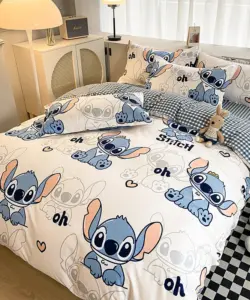 Cartoon Bettbezug Disney Stich Bettwäsche Set Quilt Abdeckung Bett Sets Königin König Volle Größe für Kinder Geschenke Schlafzimmer Dekoration