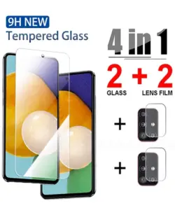 4 in1 gehärtetes Glas für Samsung A53 A52 A13 A12 A32 A33 A21s A51 A71 A31 Kamera objektiv Displays chutz folie für Samsung A23 A22 Glas