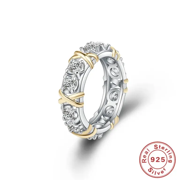 925 Sterling Silber Ringe Gold Trennung Intarsien Zirkon Ringe Für Frauen Glamour Schmuck Engagement Hochzeit Geschenke 1