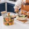 YMEEI Transparent Glas Topf Wärme Beständig Suppe Topf Haushalt Küche Gemüse Salat Instant-nudeln Schüssel Küche Kochgeschirr Topf 5