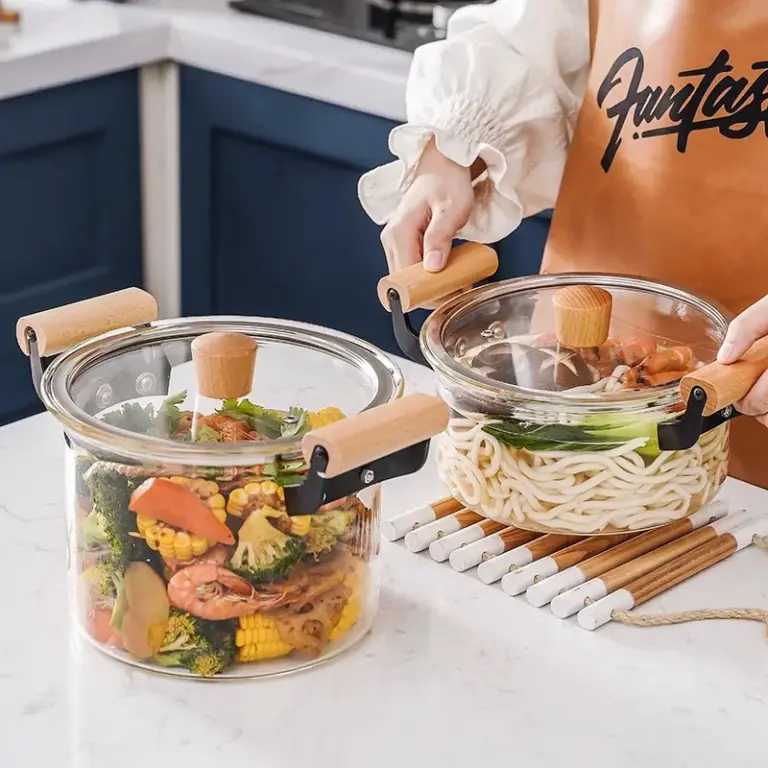 YMEEI Transparent Glas Topf Wärme Beständig Suppe Topf Haushalt Küche Gemüse Salat Instant-nudeln Schüssel Küche Kochgeschirr Topf 5