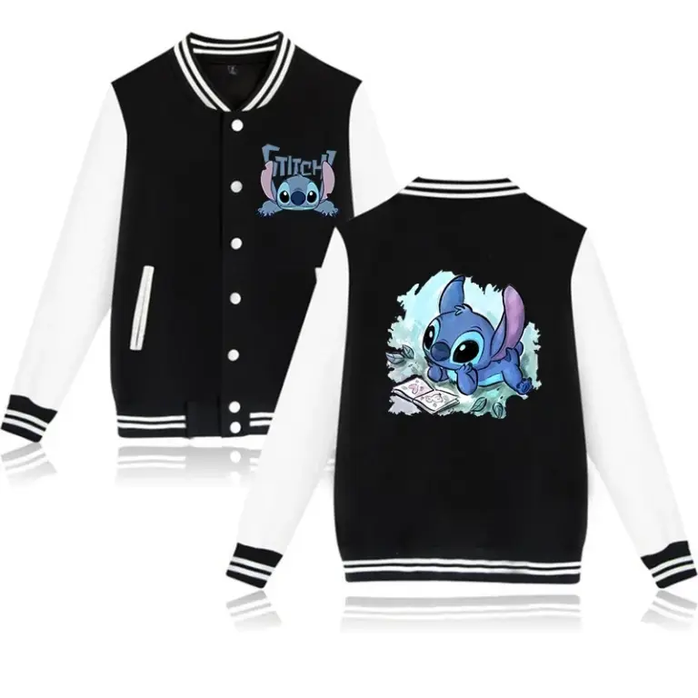 Y2k 90er Jahre Stich Disney Hoodie Baseball jacke Männer Frauen Sweatshirt Kinder Jungen Mädchen Harajuku Jacken Streetwear College Mäntel 5