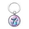 Disney Stitch köstlichen Donut Saft niedlichen Foto Glas Cabochon Schlüssel bund Tasche Auto Schlüssel anhänger Ring halter Charms Schlüssel anhänger Geschenk 6