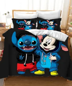 Lilo und Stich Cartoon Disney Kinder Doppel Bett bezug 3D Kinder Bettwäsche Set reaktiv niedlichen Druck nach Hause King Size