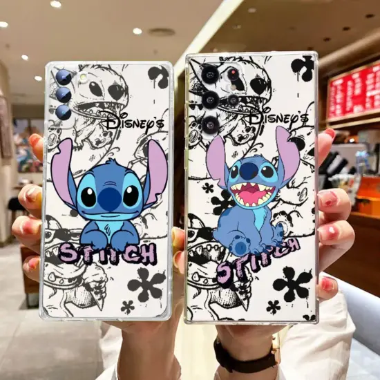 Cartoon Disney niedlichen Stich für Samsung Galaxy S24 S23 S22 S21 S20 Fe Ultra Plus S10 Lite 5G transparente Telefon hülle